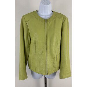 PROVENCE D'AMOUR Celedon Green Lambskin Zip Close Jacket Sz L